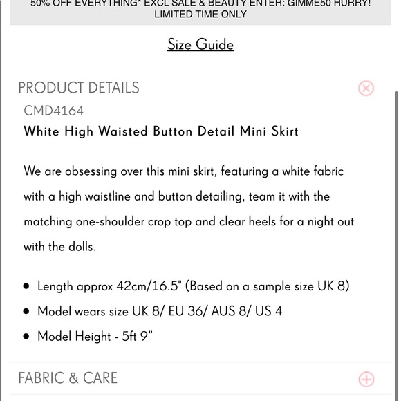 Prettylittlething white high waisted button detail - Picture 2 of 5